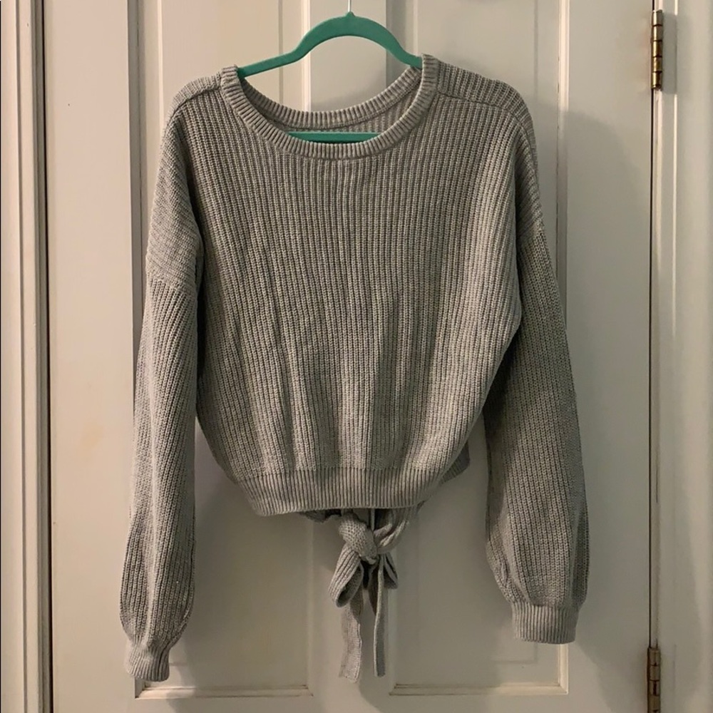 Grey Tie Back Sweater